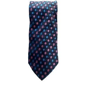 Paul Smith Necktie Men's Square Geometric Blue And Pink Silk England Designer